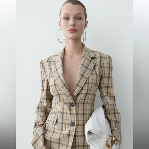 ZARA FITTED PLAID BLAZER #Cybermondaysale - Picture 11 of 14
